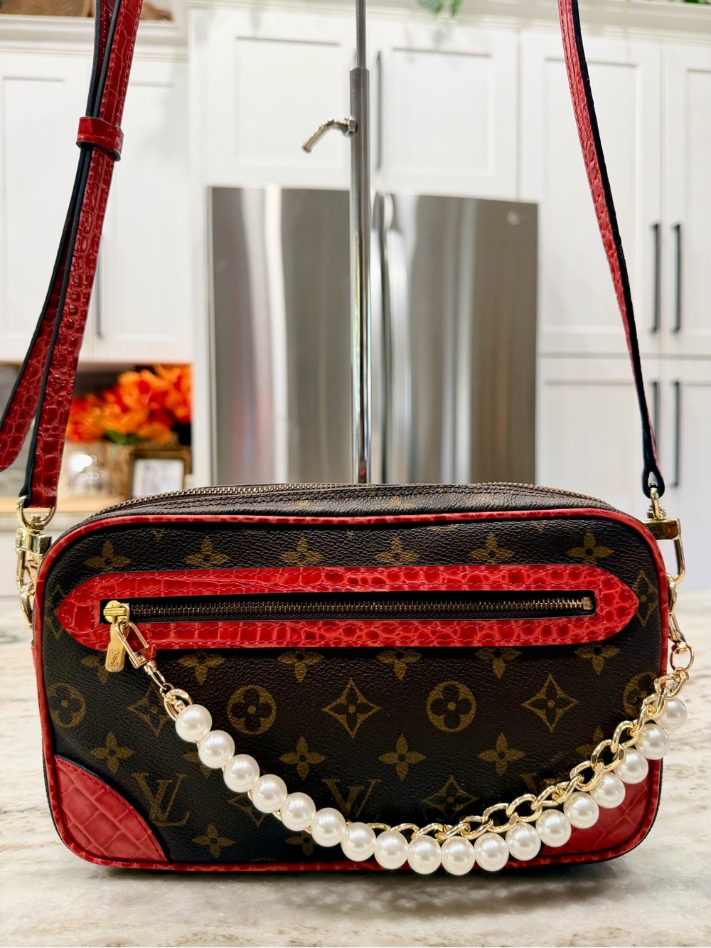 Louis Vuitton Authentic Monogram Custom Crossbody w/Crocodile Embossed Leather - Picture 2 of 14